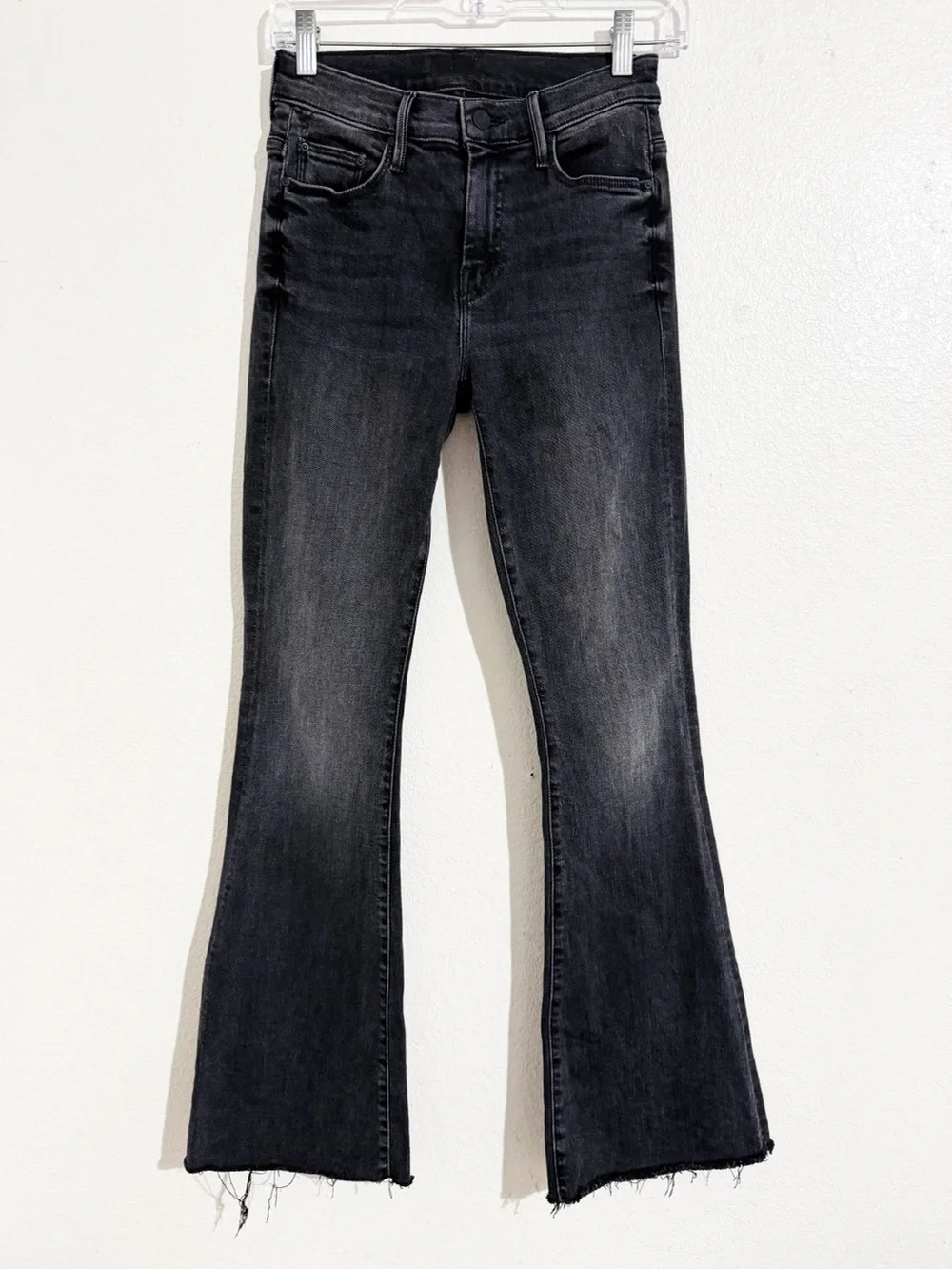 Mother The Weekender Fray Mid-Rise Flare Jeans in Night Shadow